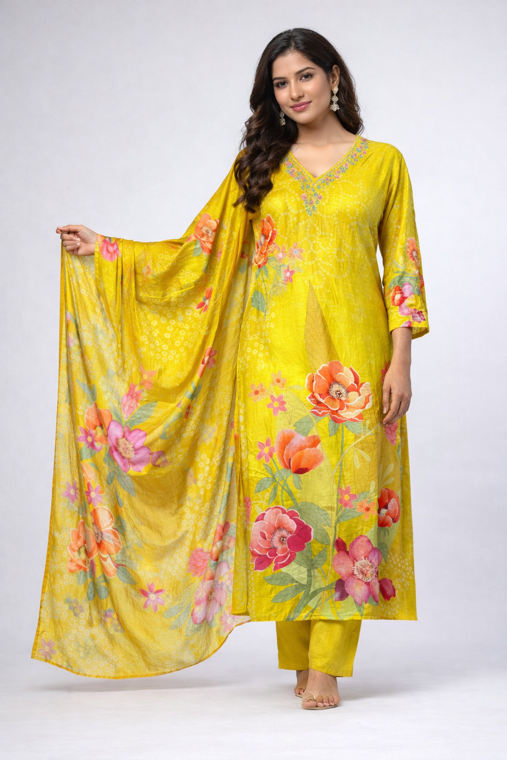 Muslin Printed-Embroidered Suit
