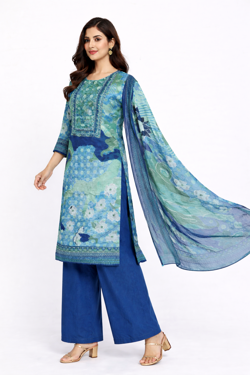 Royal Blue Printed-Embroidered Suit